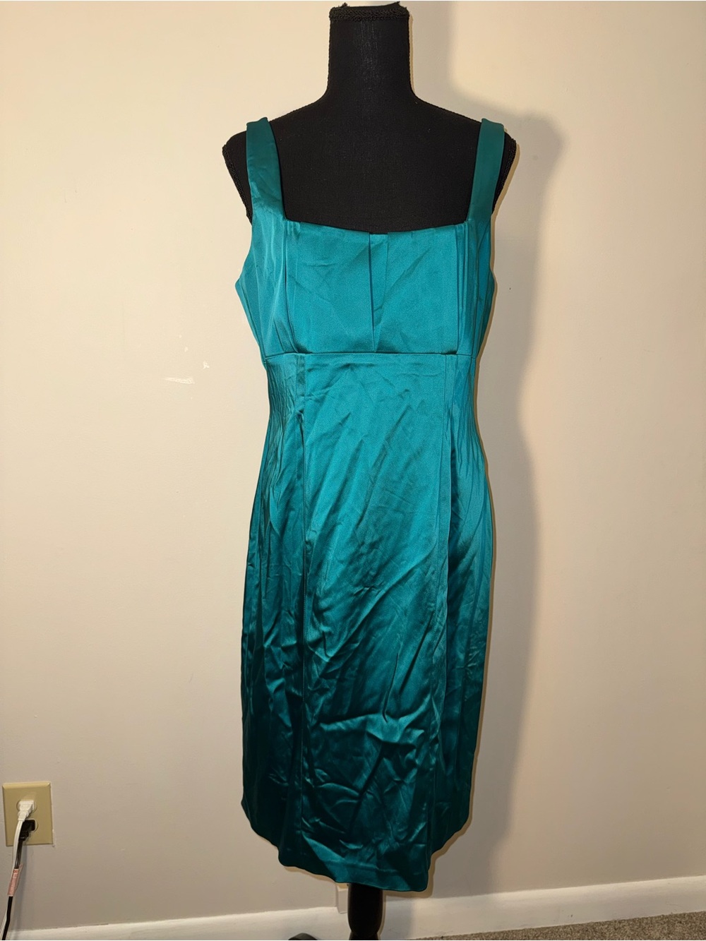 Calvin Klein Teal Satin Sheath Cocktail Dress